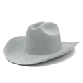 Light gray breathable mesh western cowboy hat with wide brim and curved edge for sun protection - One Size / Gray