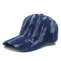 Gorra de béisbol de mezclilla desgastada con diseño de grafiti y estilo urbano retro - Talla única / Azul oscuro