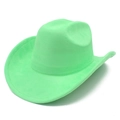 Dettaglio cappello cowboy verde fluorescente in pelle scamosciata con bordo cucito a mano - Verde Neon