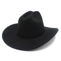 Vista detallada de la corona cattleman y el ala ancha curvada en este sombrero vaquero negro - Negro