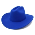 Vue de dessus d'un chapeau de cow-boy bleu roi à large bord avec couronne classique - Bleu royal