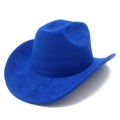 Cappello da cowboy western blu acceso in camoscio con tesa larga curva e corona retro - Blu Elettrico