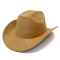 Cappello da cowboy western classico in finto camoscio marrone con tesa curva e cuciture - Marrone chiaro