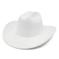 Chapeau de cowboy fedora en feutre de laine blanc avec large bord plat et couronne classique - Blanc