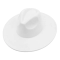 Classic white wide brim suede fedora hat with a minimalist vintage jazz style for unisex - White