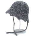 Thick grey knitted aviator bucket hat with ear flaps and straps for winter warmth - One Size / Gray