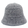Grey knitted bucket hat with plush texture and stylish ribbed pattern for autumn and winter - One Size / Gray