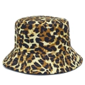 Primer plano del sombrero de pescador con estampado de leopardo y costuras detalladas - Talla única / Color 4 (Leopardo Beige Marrón Negro)