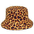 Sombrero de pescador de leopardo a la moda con parte superior plana y ala reforzada - Talla única / Color 2 (Leopardo Amarillo Naranja)