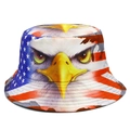 Cappello da pescatore unisex con stampa aquila e bandiera USA per protezione solare - Taglia unica / Stile Aquila e Bandiera 4 (4#)