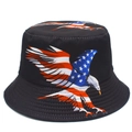 Cappello a secchiello nero con aquila bandiera americana per la protezione solare - Taglia unica / Stile Aquila e Bandiera 3 (3#)