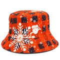 Cappello alla pescatora natalizio a quadri rossi e neri con fiocchi di neve e Babbo Natale - Taglia unica(56-58cm) / Stile Natalizio A Quadri Rossi E Neri