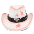 Chapeau de cowboy dégradé rose avec motifs étoiles et ornement tête de taureau - Style Tête de Taureau Étoile Dégradé Rose (2#)