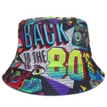 Cappello a secchiello retrò stile anni 80 con stampe neon e scritta back to the 80s - Taglia unica / Come mostrato