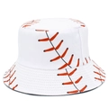 Cappello a secchiello bianco minimalista con cuciture rosse da baseball e tesa larga - Bianco Cucitura Rossa E Nero Reversibile