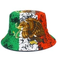 Sombrero de pescador vintage con diseño tricolor mexicano y estampado de águila retro - Talla única(56-58cm) / Color Bandera México (Doble Cara)
