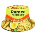 Creatieve vissershoed met ramen noedelsoep print in geel en oranje voor de zon - Eén maat / Ramen Print (Zoals Afgebeeld)