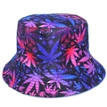 Reversible bucket hat with colorful galaxy starry sky and maple leaf print pattern - One Size / Colorful Floral