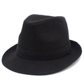 Chapeau fedora classique en paille noire tressée avec ruban pour une protection solaire - Taille unique / Noir