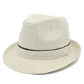 Chapeau de paille beige classique pour homme avec un élégant ruban marron décoratif - Taille unique / Beige