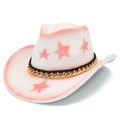 Cappello da cowboy bianco con sfumatura rosa e stelle per uno stile occidentale - Bianco Rosa Sfumato