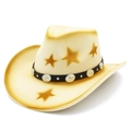Vintage western cowboy hat in cream gradient with star patterns and studded leather band - Milky White