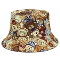 Chapeau bob beige minimaliste avec motifs d'ours en peluche pour protection solaire - Style 1 / Taille unique