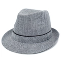 Chapeau Fedora gris élégant pour homme avec ruban noir, chapeau d'été chic anti-soleil - Taille unique / Gris