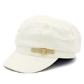 Modische beige Schirmmütze mit strukturierter Textur und feinem Leder-Schnallendetail - Einheitsgröße / Weiß