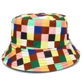 Colorful checkered bucket hat for men and women, foldable and reversible sun protection cap - One Size / Multicolor Checkerboard Style (BS436)