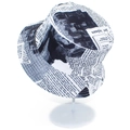 Retro unisex fisherman hat featuring unique black and white newspaper print patterns - One Size / White