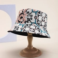 Baroque style sun hat with vintage pattern on ivory fabric and wide brim design - One Size / Off-White Royal Print (Color 4)