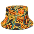 Vissershoed met kleurrijk tribaal patroon en Afrikaanse maskers voor zonbescherming - Stamprint meerkleurig