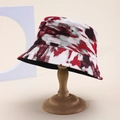 Cappello a secchiello tie-dye reversibile con motivi rossi e neri su supporto in legno - Taglia unica / Rosso Nero Grigio Tie-Dye