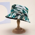 Cappello a secchiello reversibile tie-dye con stampa astratta su supporto in legno - Taglia unica / Bluastro Blu Marrone Bianco Tie-Dye