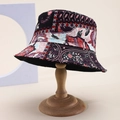 Cappello a secchiello reversibile con stampa floreale etnica su supporto in legno moda - Floreale Etnico Nero