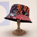 Bohemian vissershoed met kleurrijke paisley- en bloemenprints op vintage houder - Rood Paars Blauw Paisley (Kleur Drie)