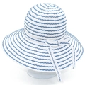 Cappello da sole pieghevole da donna con strisce blu e fiocco per protezione UV - Taglia unica / Azzurro