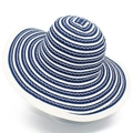 Chapeau de soleil à larges bords pour femme avec rayures élégantes bleues et blanches - Bleu foncé
