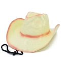Cappello da cowboy in paglia sfumata con tesa larga e cordino regolabile su sfondo bianco - Taglia unica / Rosa