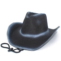Cappello da cowboy in paglia stile western con sfumatura nera e blu e cordino - Taglia unica / Nero