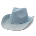 Sombrero vaquero de mezclilla lavada azul claro vintage con bordes desgastados estilo jazz - Talla única / Azul claro