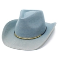 Cappello jazz classico in denim azzurro con fibbia dorata e tesa larga rialzata - Taglia unica / Azzurro