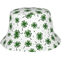 Reversible bucket hat with green shamrock pattern for sun protection and stylish look - One Size / Reversible Clover and Black