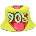 Fluoriserende gele jaren '90 vissershoed met retro lippenprint voor de zon - Eén maat / Zoals getoond