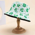 Cappello da pescatore reversibile con stampa foglia verde e glitter dorati - Taglia unica
