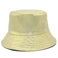 Goldfarbenes Fischerhut aus Lackleder mit reflektierendem Karomuster für Streetwear - Einheitsgröße / Champagnergold (2#)