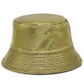 Metallic goldener Fischerhut aus Lackleder mit schwarzem Gittermuster und Hip-Hop-Stil - Einheitsgröße / Gold (1#)