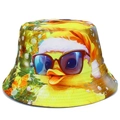 Sombrero de pescador con lindo pato navideño y gafas para protección solar - Talla única / Amarillo