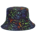 Cappello alla pescatora nero con formule di fisica e matematica per l'uso all'aperto - Taglia unica / Stampa Formula Scientifica (BS529)